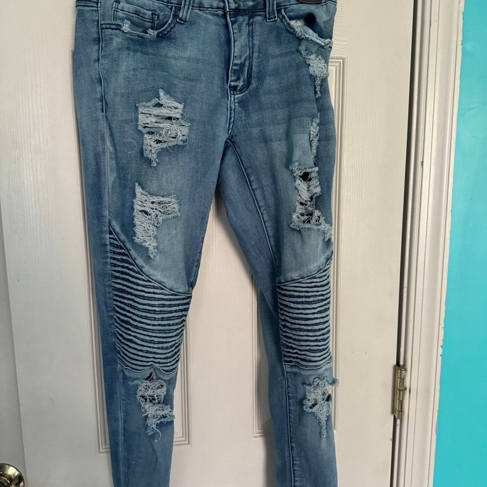 Fashion Nova Blue Skinny Moto Jeans size 3